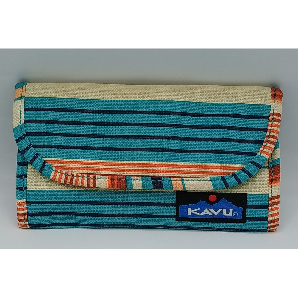 KAVU Turquoise Rust Navy Striped Wallet